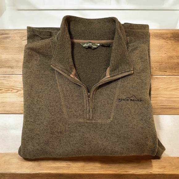 Eddie Bauer Men's Heathered Quarter Zip-Up Sweater - Picture 3 of 8